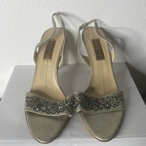 Badgley Mischka Pale Gold Sequin Slingback Heel